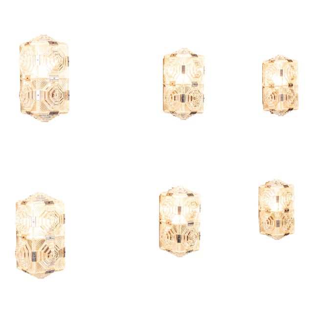 Vintage Wall Lamps from Kamenický Šenov, 1970s, Set of 6 For Sale