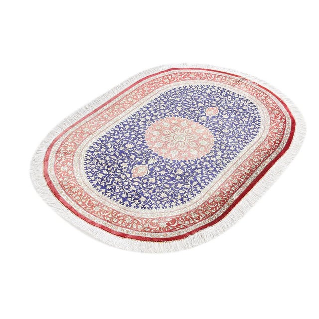 Ghom Silk Rug in Indigo For Sale - Image 13 of 14