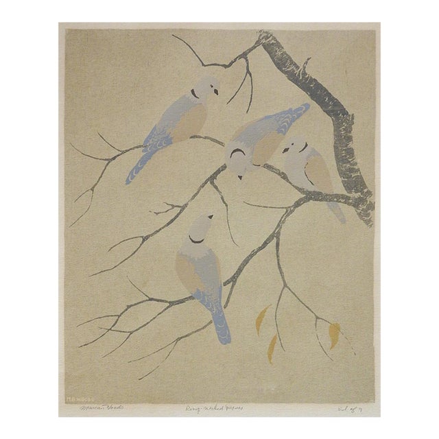 Late 20th Century Ring Neck Doves Serigraph For Sale