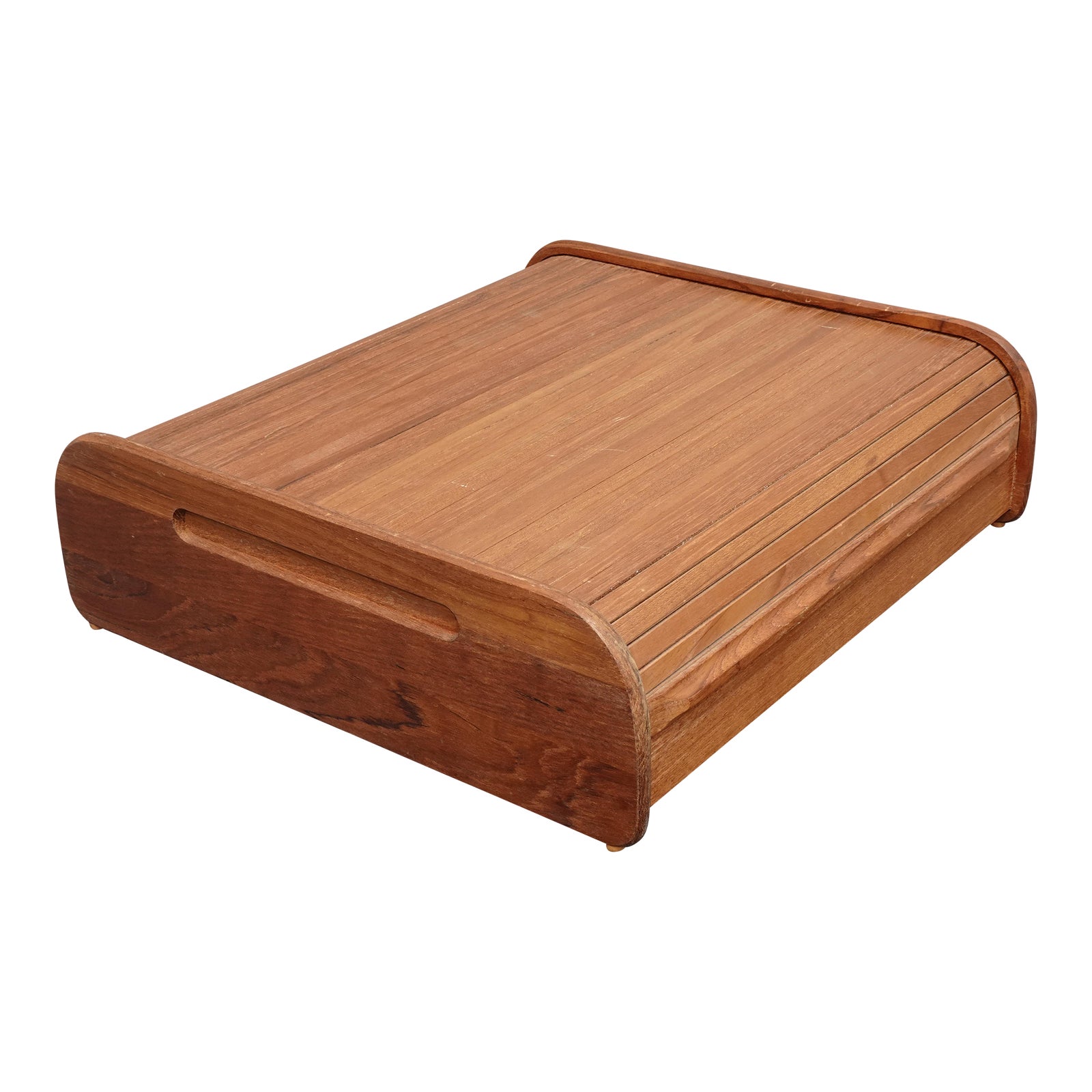 Vintage Mid Century Modern Table Top Filing W Tambour Sliding