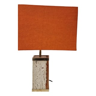 Mid-Century Modern Travertine and Resin Table Lamp, 1980s For Sale