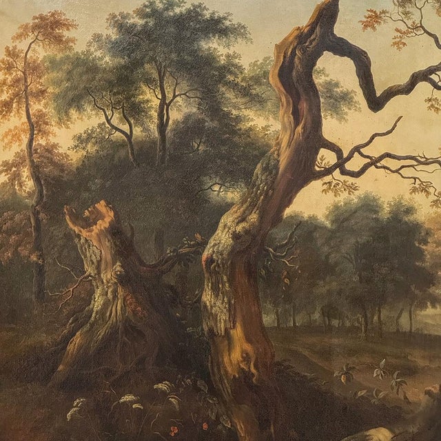 17th Century European Pastoral Landscape Oil on Canvas in Original Frame For Sale - Image 11 of 17