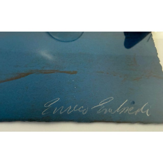 Blue Framed Signed "Peace Shield" Monoprint by Enrico Embroli For Sale - Image 8 of 12