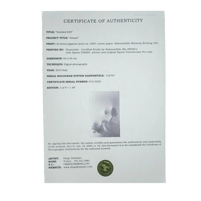 Diego Dominici, # 43 Atman Series, 2018, Black and White Photograph For Sale - Image 4 of 10