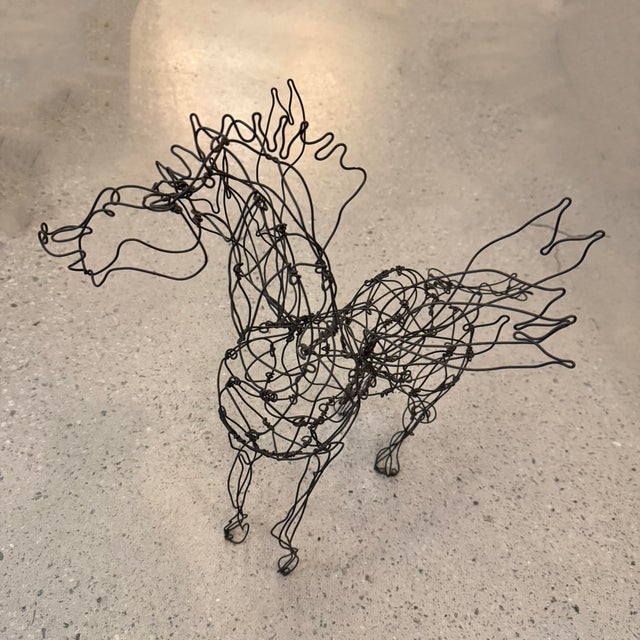 Abstract Folk Art Continuous Wire Pegasus Sculpture by Thai Varick For Sale - Image 3 of 12