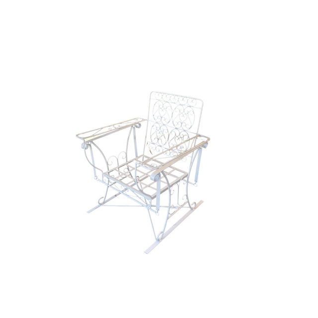 Metal 1950s Wrought Iron Slider Rocking Chair & Settee with Scrolling Arms For Sale - Image 7 of 10