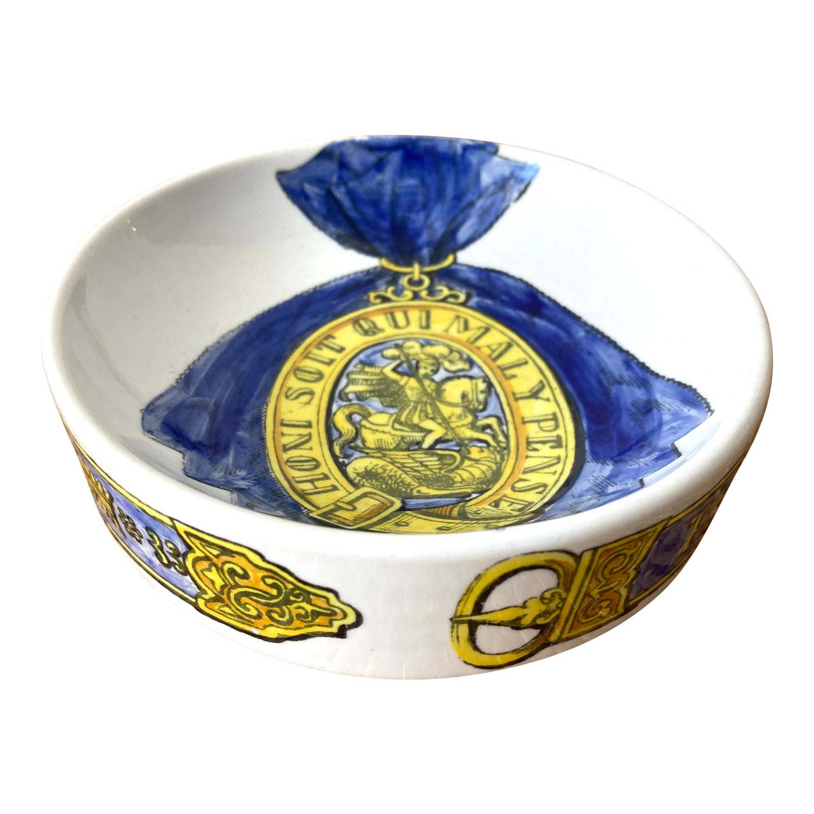 Mid 20th Century Fornasetti “Order of the Garter” Catchall | Chairish