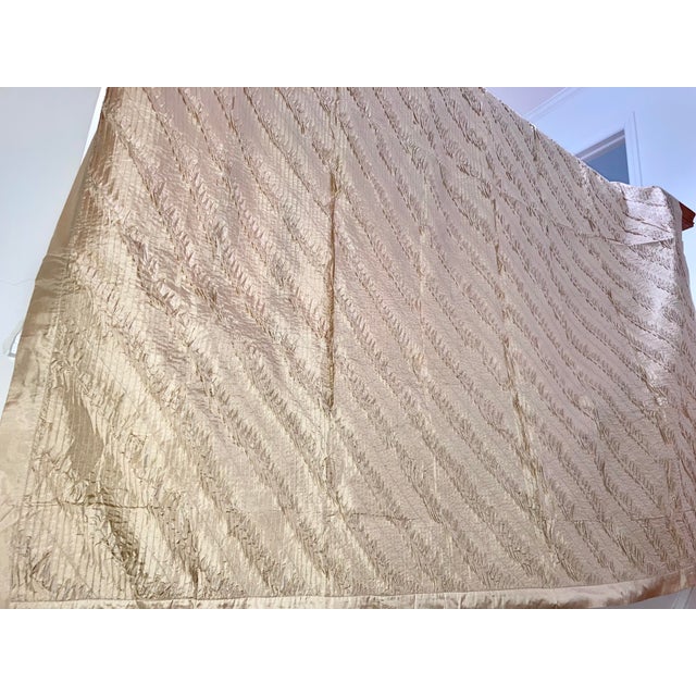 Modern Modern Hand Pleated Tuck Silk Decorative Throw For Sale - Image 3 of 7