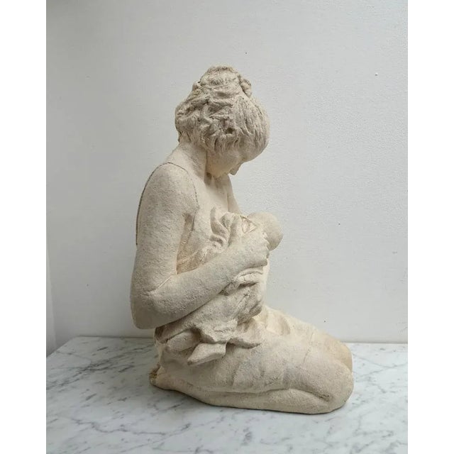 Ceramic Large Vintage Art Ceramic Sculpture of Woman Feeding Baby, 1980s For Sale - Image 7 of 16