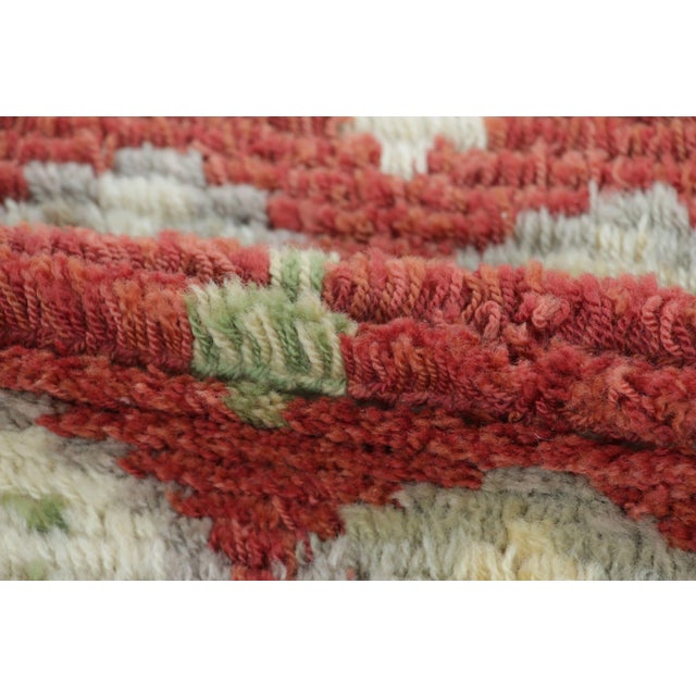 Vintage Swedish Rya Runner With Red, Gray & Cream Geometric Pattern ...