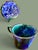 1950s Mid Century Modern Stangl Mediterranean Art Pottery Blue Green Coffee Cups Saucers - Set of 3 For Sale - Image 9 of 11