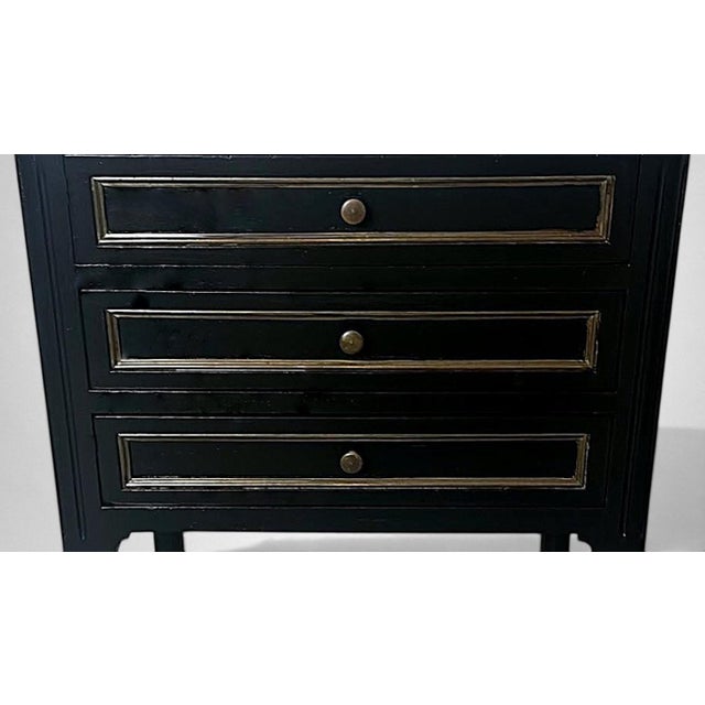 Late 19th Century Napoleon III Style French Night Stand in Black Lacquered Wood and Carrara Marble For Sale - Image 16 of 18