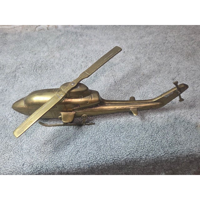Mid-Century Modern Brutalist Style Solid Brass Military Helicopter Sculptures For Sale - Image 12 of 12