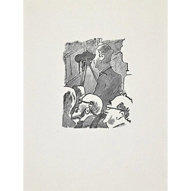 Ernesto Romagnoli, The Projection, Original Woodcut, 1963 For Sale - Image 3 of 3