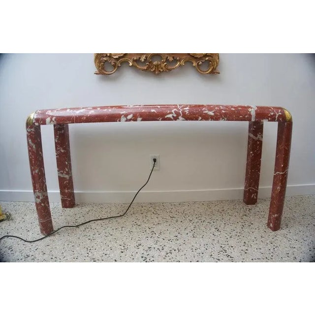 Mid 20th Century 6ft X 28"h Marble Console Table Karl Springer Style For Sale - Image 5 of 12