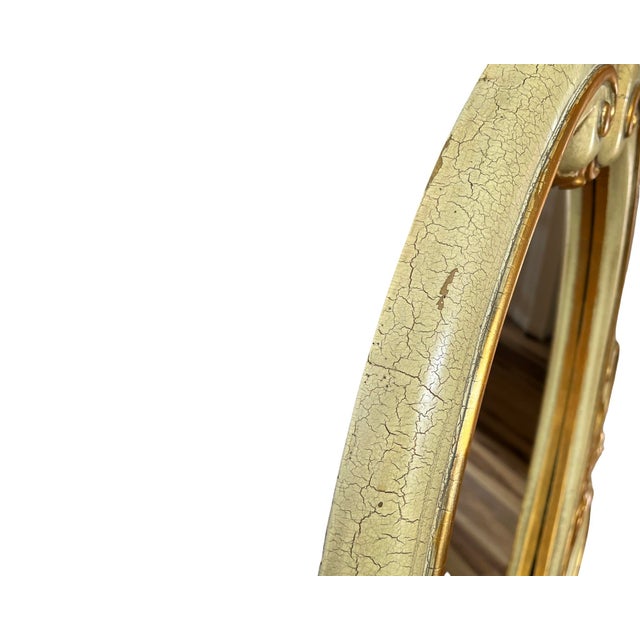Vintage Large Hollywood Regency Italian Syroco Style Resin Triple Wall Mirror Gold Gilt For Sale - Image 9 of 10
