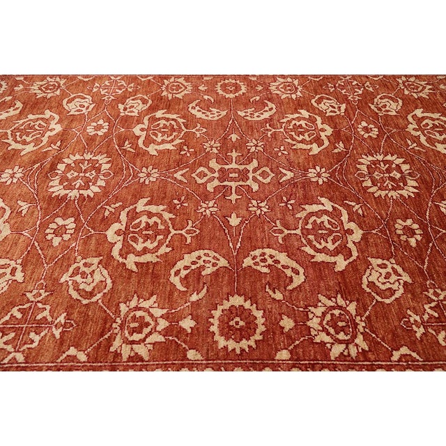 Terra Cotta 10x13 Terra Cotta Floral Oushak Rug | 9'11"x12'11" Ivory Wool Afghan Hand-Knotted For Sale - Image 8 of 11