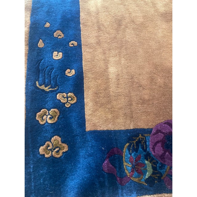 Antique Chinese Art Deco Carpet, 6'0" × 8'9" For Sale - Image 9 of 11