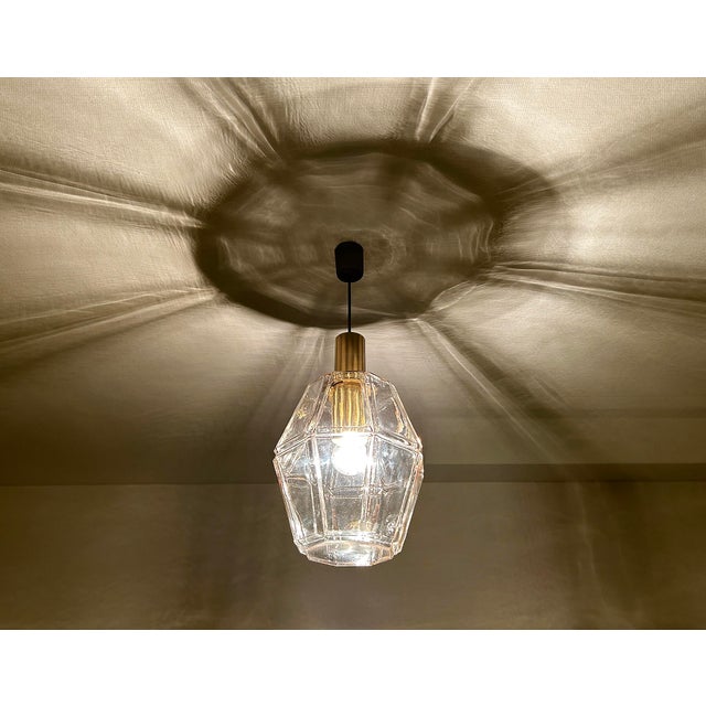 Gold Vintage Pendant Light in Glass from Limburg For Sale - Image 8 of 16