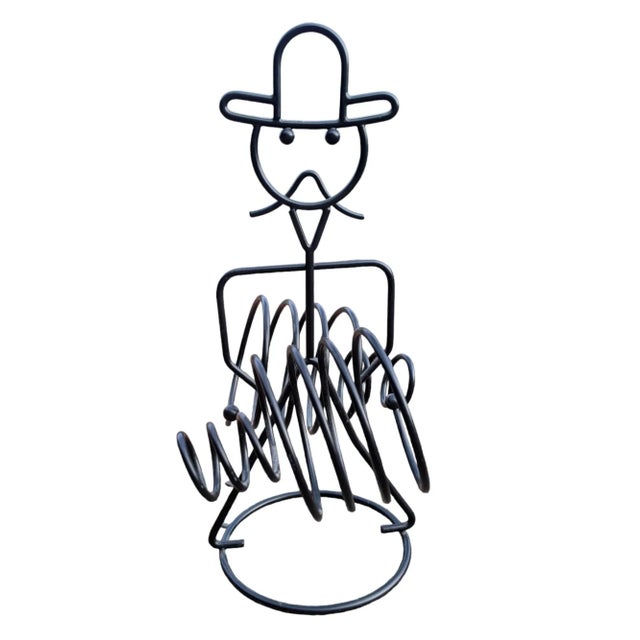 Metal Vintage John Risley Style Black Metal Cowboy Bottle Holder For Sale - Image 7 of 10