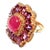 Bochic “Flamenco” Ruby & Fancy Multi Color Gems 18k Gold & Silver Cocktail Ring Size 8 For Sale