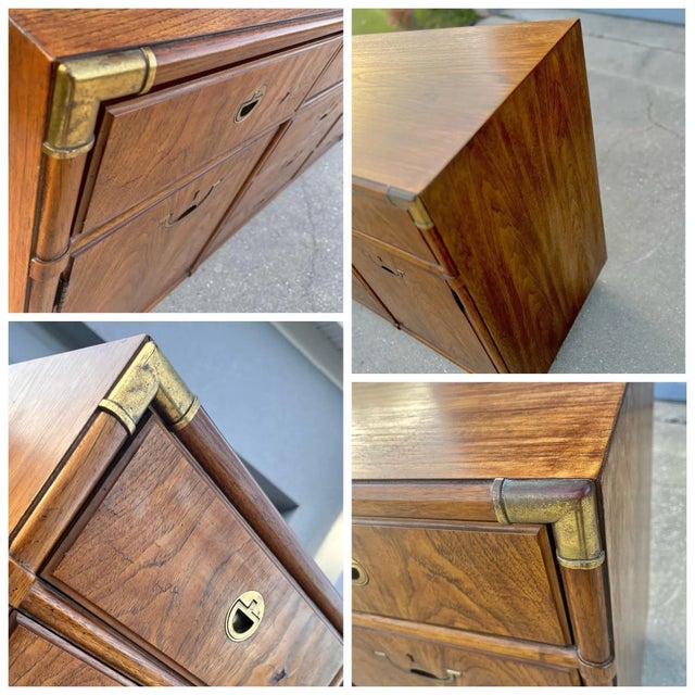 Late 20th Century Campaign Style Ten Drawer Lowboy Dresser | Accolade Collection by Drexel For Sale - Image 10 of 12