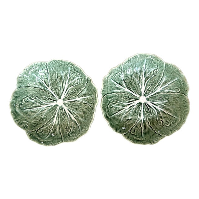 Vintage Cabbage Leaf Bordallo Pinheiro Ceramic Bowls. Set of 2 For Sale