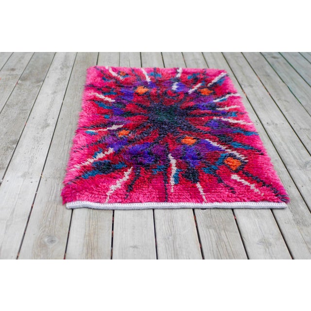Swedish Tibet Rya Rug with Flower by Jagarz for Rya For Sale - Image 12 of 14