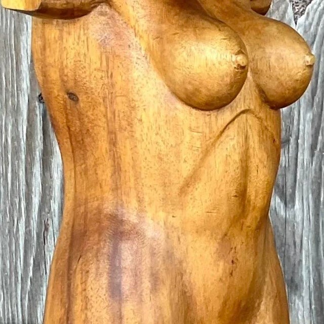 Vintage Boho Carved Torso of Woman For Sale - Image 9 of 13