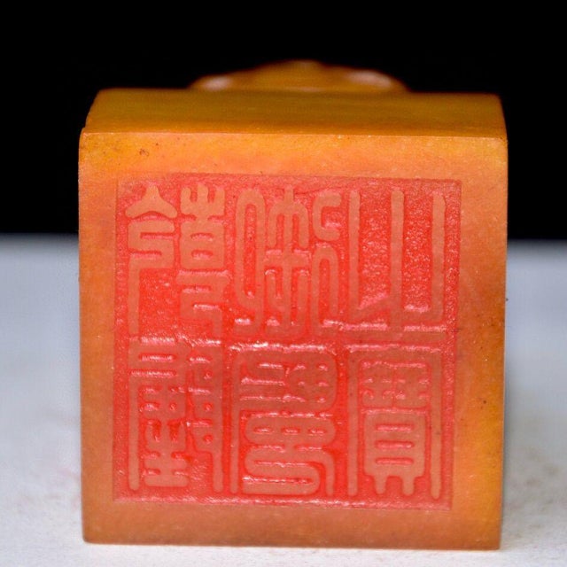 Vintage Chinese Shoushan Stone Seal With Guardian Lion Finial For Sale - Image 4 of 10
