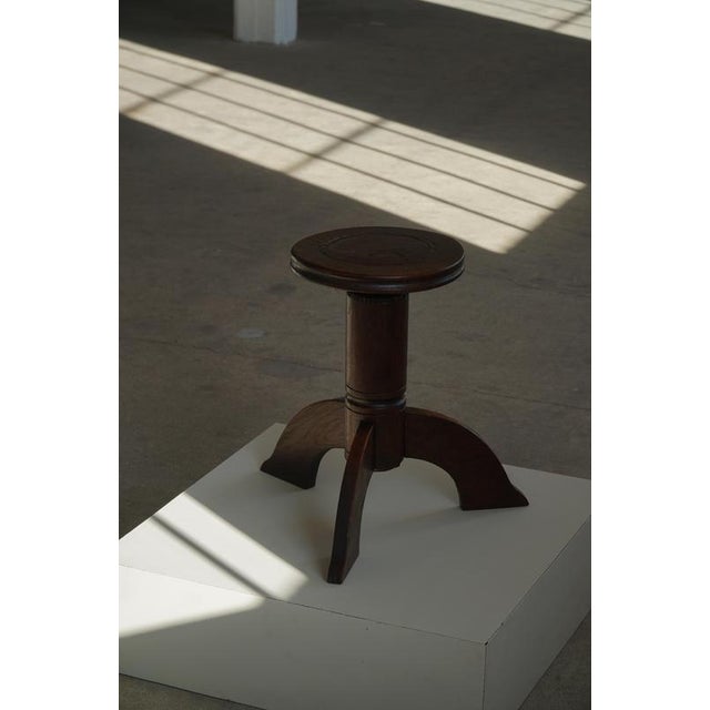 Danish Art Nouveau Adjustable Stool in Carved Wood, 1920s For Sale - Image 12 of 18