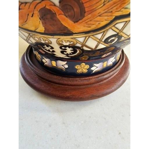 Wood Vintage Asian Porcelain Table Lamp For Sale - Image 7 of 10