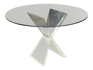 Mid-Century Modern Lucite X-Base Base Gueridon Center Dining Table
