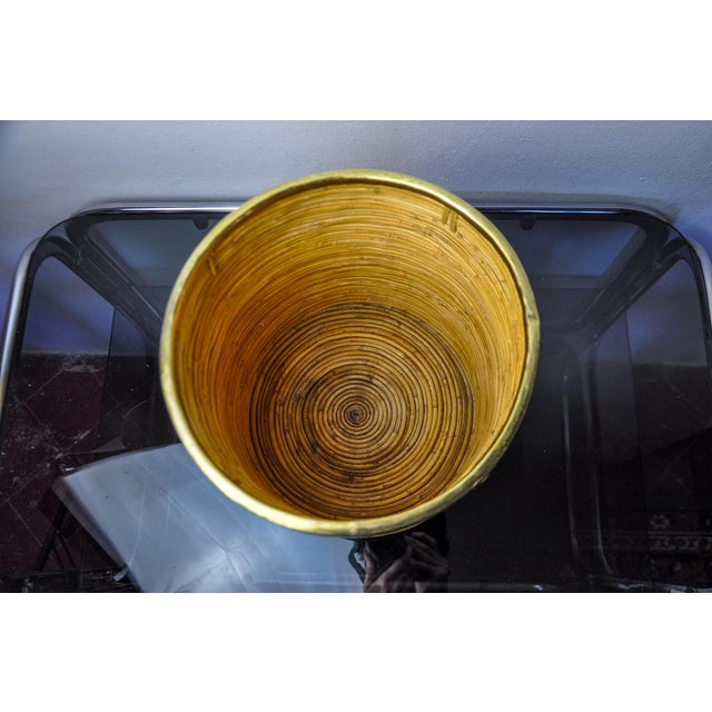 1970s Rattan and Brass Book Holder Basket, Italy, 1970s For Sale - Image 5 of 9