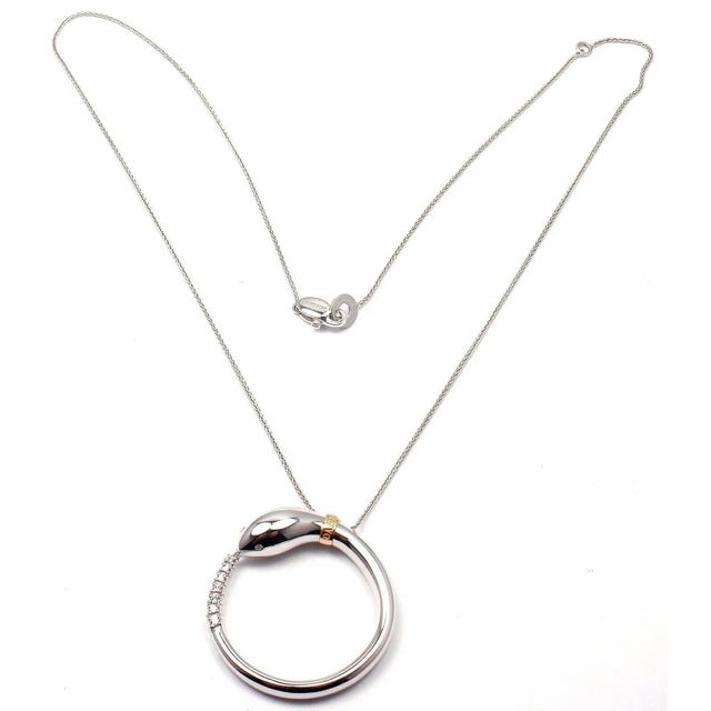 Damiani Infinito 18k White Gold Diamond Snake Pendant Necklace For Sale - Image 4 of 8