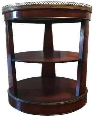 Antique Round Marble-Top Wood Side Table
