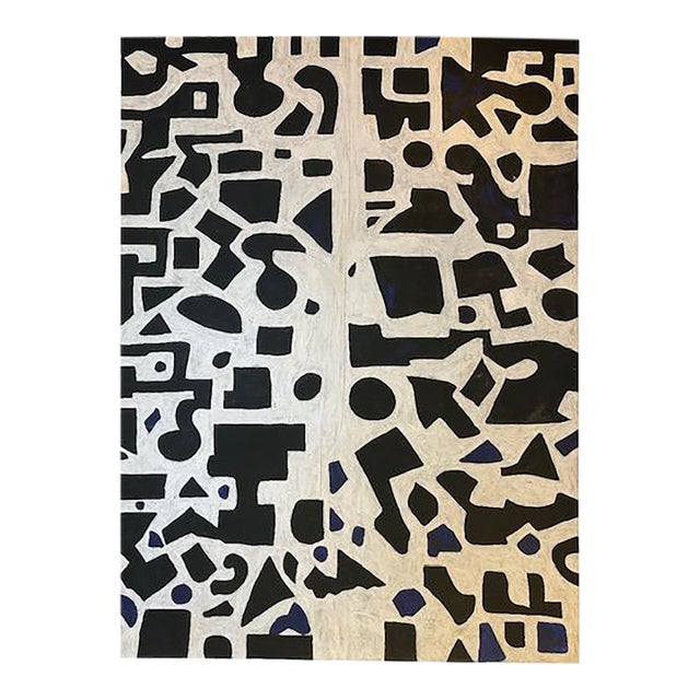 Large Contemporary Abstract Painting in Black & White by Christopher Shoemaker 8 Ft. X 6 Ft. For Sale