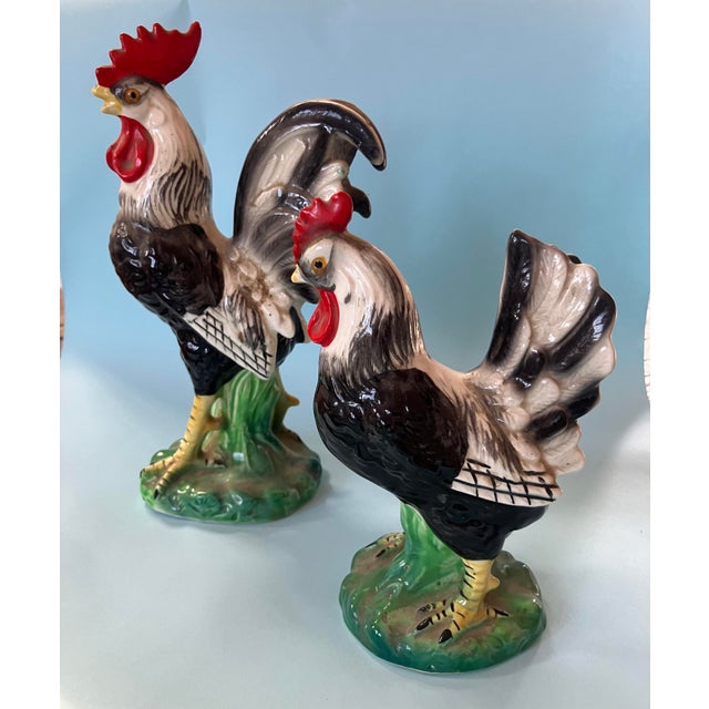 1940's Black & Red Ceramic Rooster Chickens S/2 For Sale In Monterey, CA - Image 6 of 16