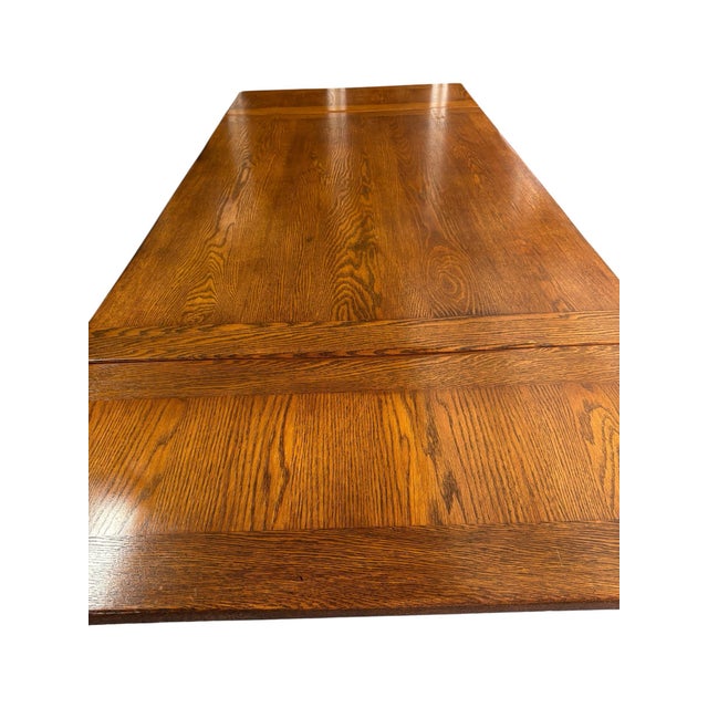 1930s Pristine Solid Oak Draw Leaf Table For Sale In Houston - Image 6 of 12