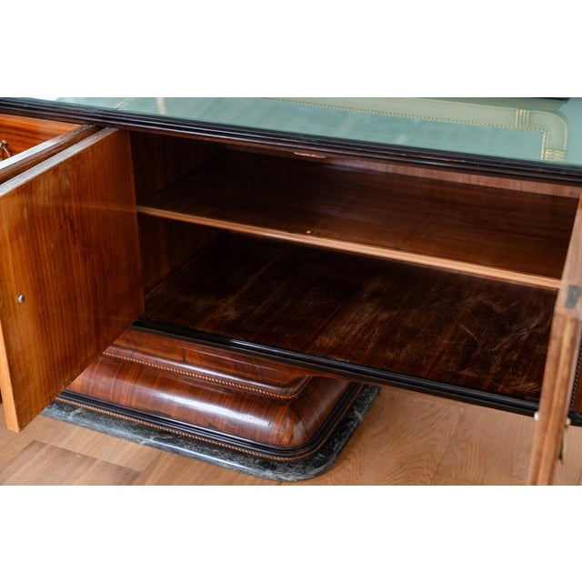 Rosewood and Marble Base Sideboard with Glass Shelf, 1950s, Set of 2 For Sale - Image 9 of 18