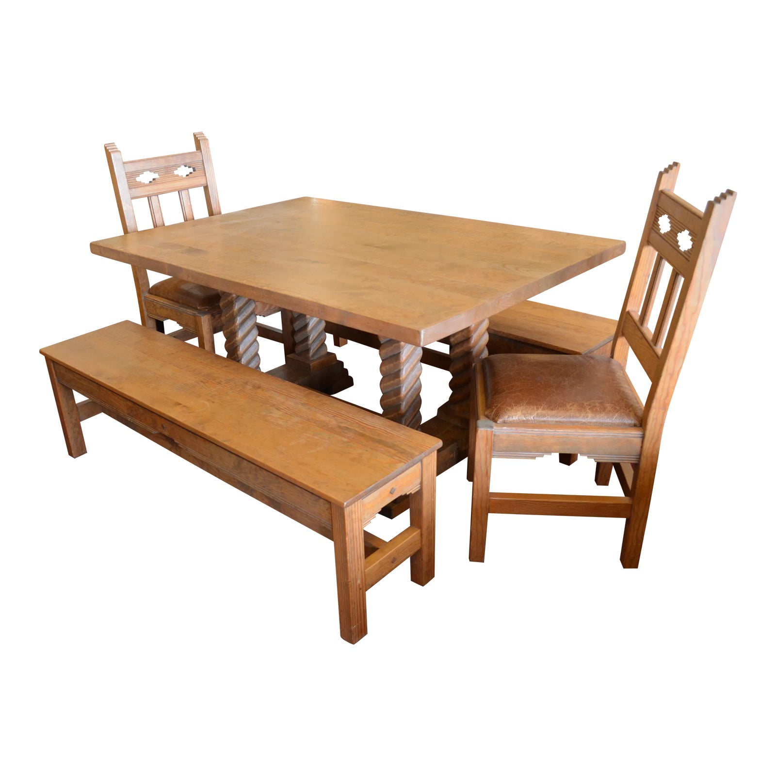 1990s Morewood & Yager Southwest Wooden Furniture Set Dining Table 2 ...