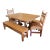 1990s Morewood & Yager Southwest Wooden Furniture Set Dining Table 2 Benches & 2 Leather Chairs For Sale