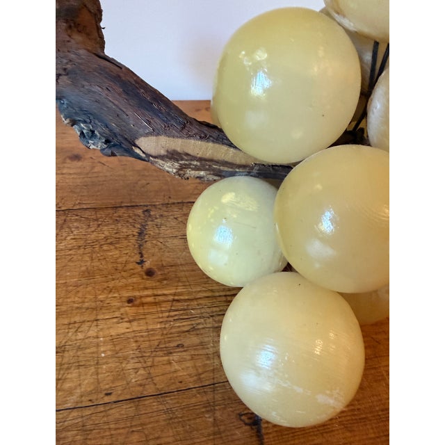 Vintage Italian Alabaster Grape Cluster, Extra Large, Wood/Vine Stem For Sale - Image 10 of 13