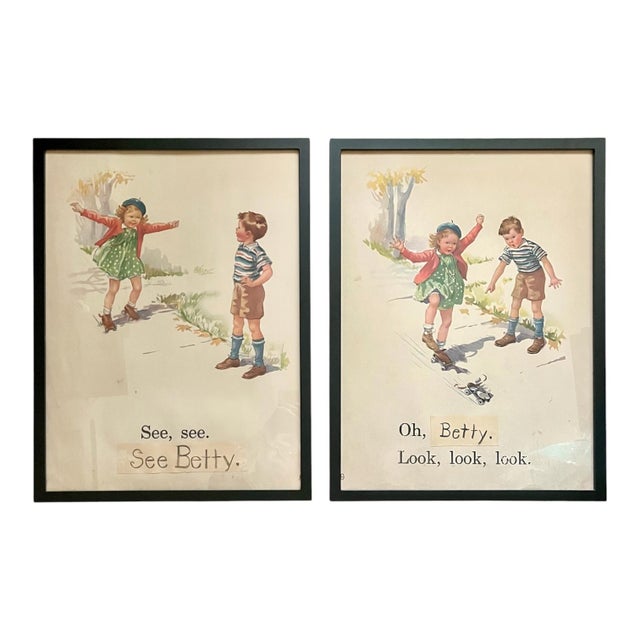 Vintage Framed Children’s Storybook Prints – Pair of Whimsical Nursery Illustrations For Sale - Image 4 of 13