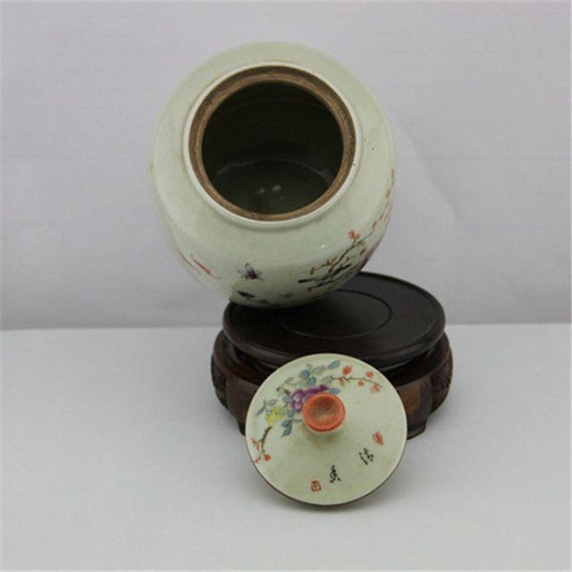 1960s Vintage Floral and Bird Motif Lidded Ginger Jar For Sale - Image 5 of 5