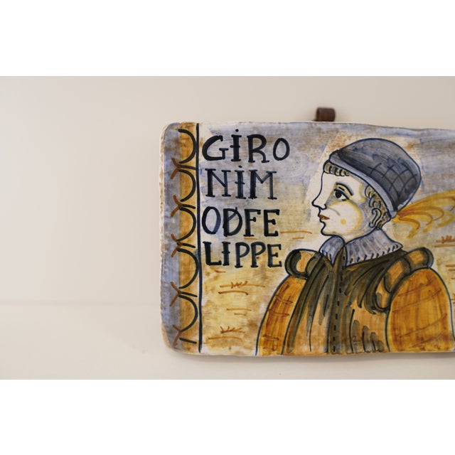 Castelli Hand-Painted Castelli Maiolica Portrait Tile For Sale - Image 4 of 14