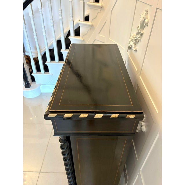 Antique Victorian Floral Marquetry and Ebonised Side Cabinet, 1860 For Sale - Image 9 of 18