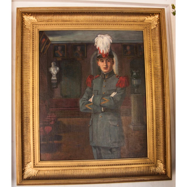 Early 20th Century Oil on Canvas by C Tertiaux, "Boy From Academy" in gold gilt frame, c. 1922. This painting has been...