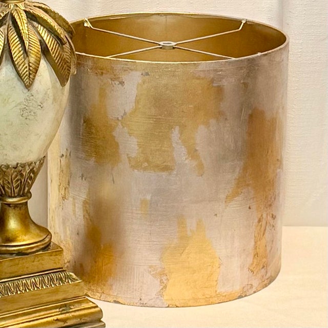Late 20th Century 1990s Berman Palm Frond Lamp, Bespoke Gilded Shade, Newly Painted For Sale - Image 5 of 16