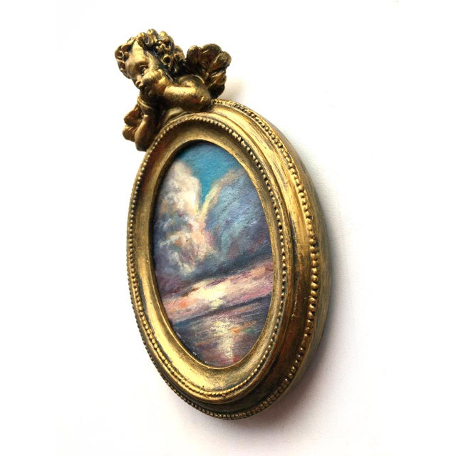 Framed Original Painting Landscape Heaven Sky Miniature Decor by Valeriya Serova For Sale - Image 4 of 8